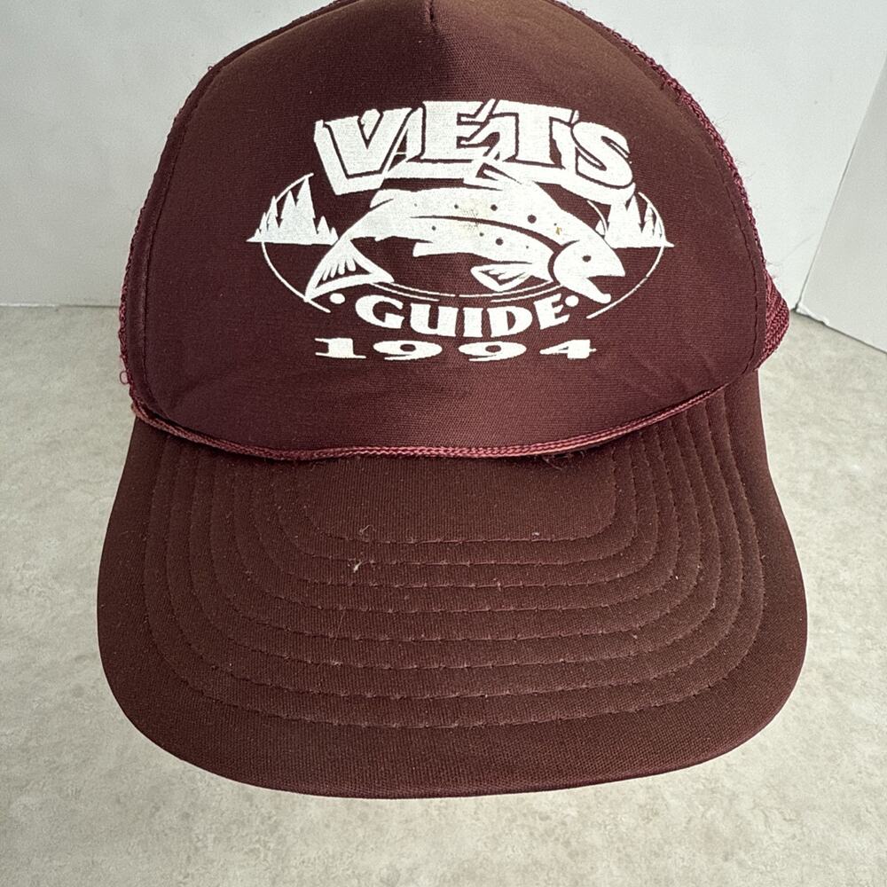 Vets Guide 1994 Vtg Hat Fishing Outdoor Lakes Water Boating Cap Snapback Mesh